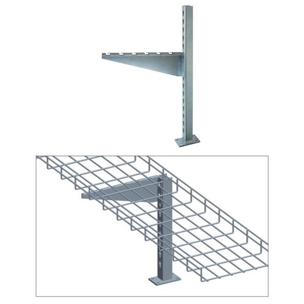 Quest Mfg Cable Tray Flag Type Floor Stand, 6", Zinc CT0029-06-03
